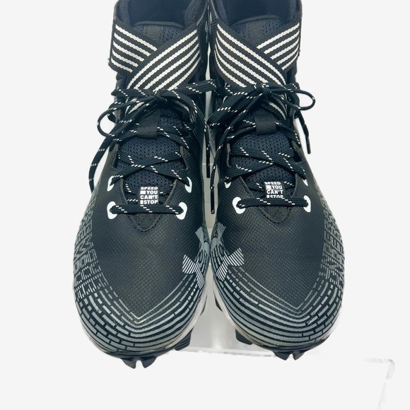 Under Armour Black White UAF Hightop Cleats Mens size 13 - Picture 4 of 9